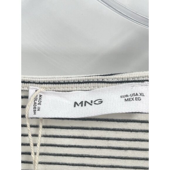 MNG Mango Stripedd Knot V Neck Long Sleeve T Shirt Sz XL NWT - Picture 5 of 8